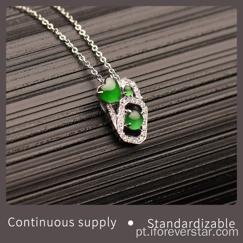 18k Diamante de diamante de diamante verde jadeita Pingente Charms